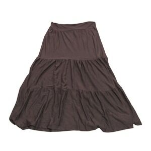 Rachel Tyler Brown Tiered Maxi Skirt Womens Sz PM Petite Medium Jersey Knit USA